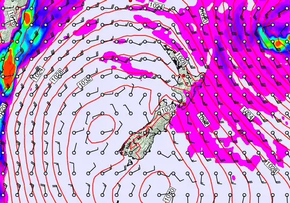New Zealand forecast chart for Friday, May 15th, 2026 at 6:00 PM