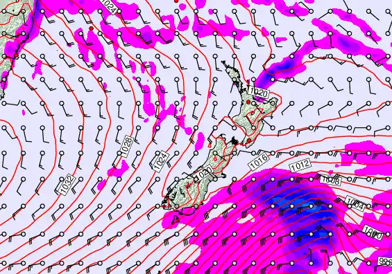 New Zealand forecast chart for Monday, May 11th, 2026 at 12:00 PM
