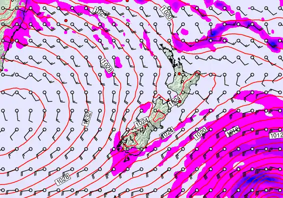 New Zealand forecast chart for Tuesday, May 12th, 2026 at 6:00 AM