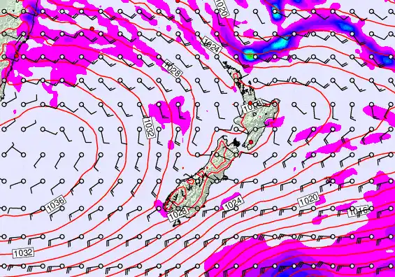 New Zealand forecast chart for Tuesday, May 12th, 2026 at 6:00 PM