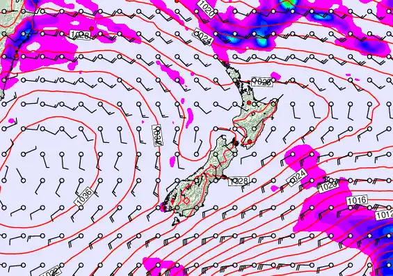 New Zealand forecast chart for Wednesday, May 13th, 2026 at 6:00 AM