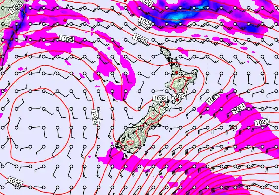 New Zealand forecast chart for Wednesday, May 13th, 2026 at 12:00 PM