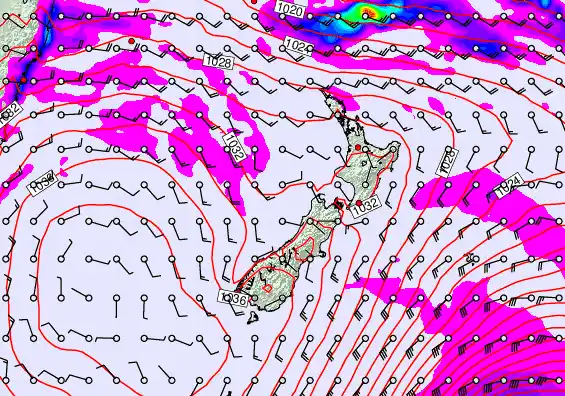 New Zealand forecast chart for Wednesday, May 13th, 2026 at 6:00 PM