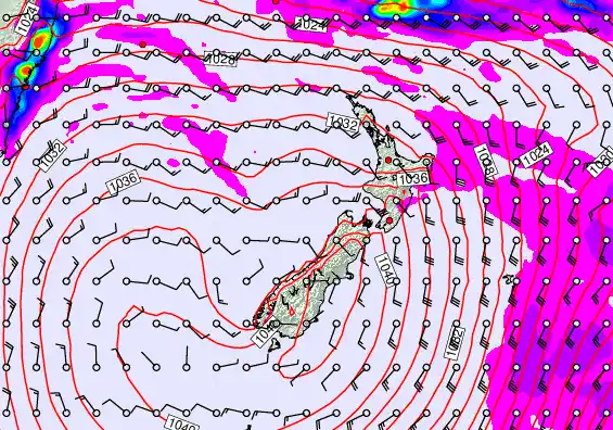 New Zealand forecast chart for Thursday, May 14th, 2026 at 6:00 AM