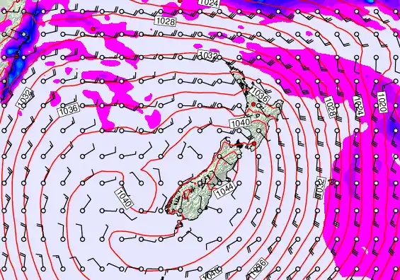 New Zealand forecast chart for Thursday, May 14th, 2026 at 12:00 PM
