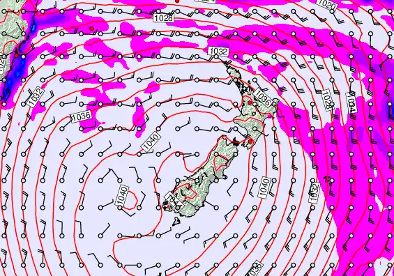 New Zealand forecast chart for Thursday, May 14th, 2026 at 6:00 PM