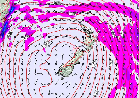 New Zealand forecast chart for Friday, May 15th, 2026 at 12:00 AM