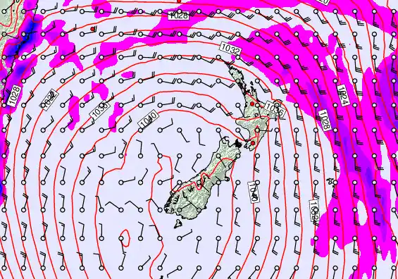 New Zealand forecast chart for Friday, May 15th, 2026 at 6:00 AM