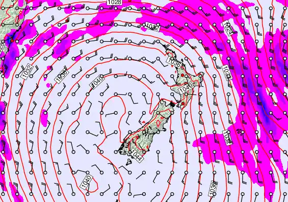 New Zealand forecast chart for Friday, May 15th, 2026 at 12:00 PM