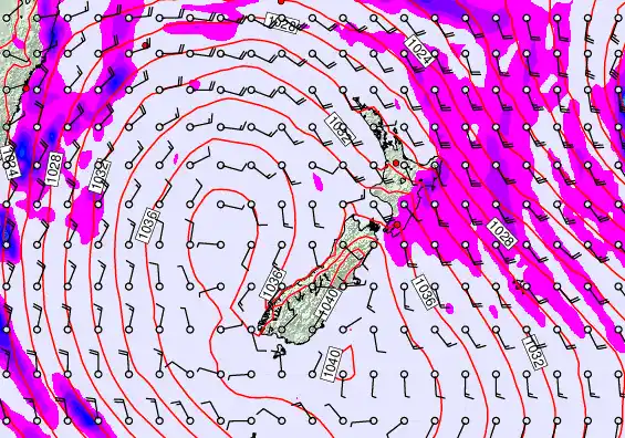 New Zealand forecast chart for Saturday, May 16th, 2026 at 6:00 AM
