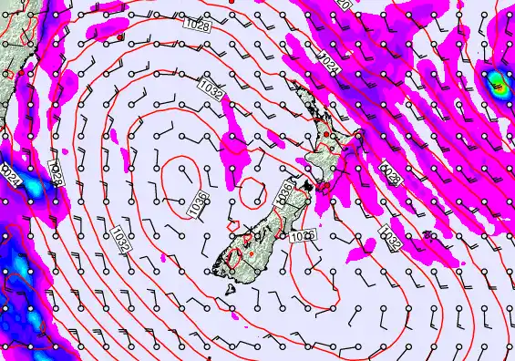 New Zealand forecast chart for Saturday, May 16th, 2026 at 6:00 PM
