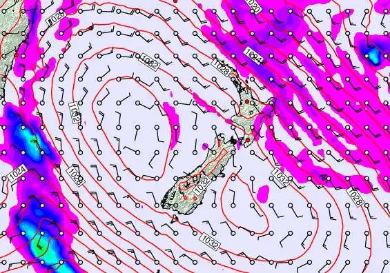 New Zealand forecast chart for Sunday, May 17th, 2026 at 12:00 AM