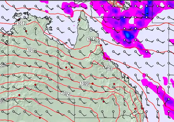 Queensland forecast chart for Thursday, May 7th, 2026 at 6:00 PM