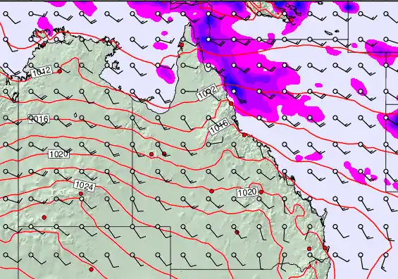 Queensland forecast chart for Friday, May 8th, 2026 at 6:00 PM