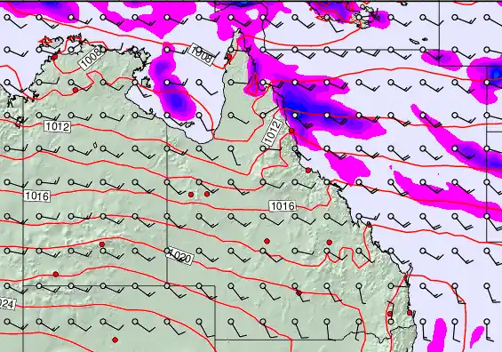 Queensland forecast chart for Saturday, May 9th, 2026 at 6:00 AM