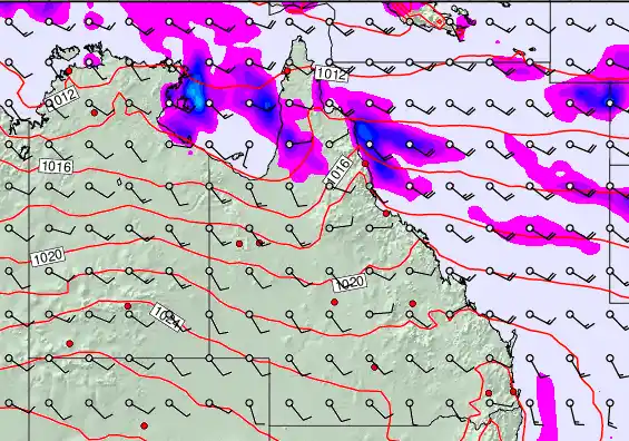 Queensland forecast chart for Saturday, May 9th, 2026 at 12:00 PM