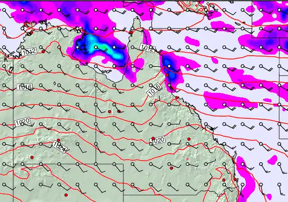 Queensland forecast chart for Saturday, May 9th, 2026 at 6:00 PM
