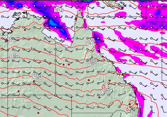 Queensland forecast chart for Sunday, May 10th, 2026 at 12:00 AM