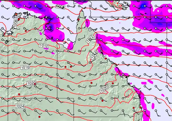 Queensland forecast chart for Sunday, May 10th, 2026 at 6:00 AM