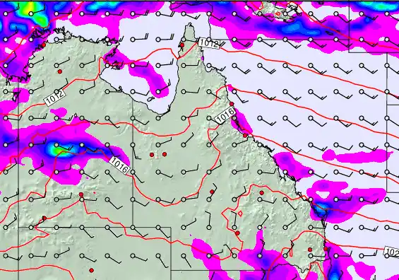 Queensland forecast chart for Sunday, May 17th, 2026 at 12:00 AM