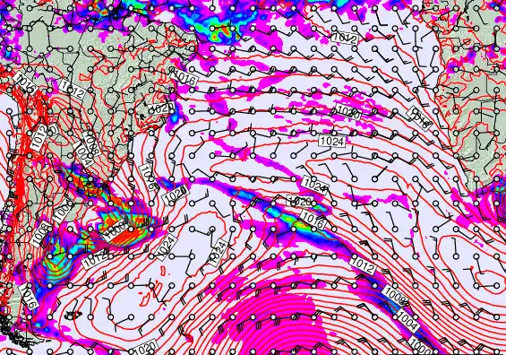 South Atlantic forecast chart for Thursday, May 7th, 2026 at 12:00 PM