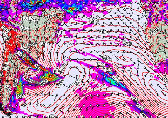 South Atlantic forecast chart for Thursday, May 7th, 2026 at 6:00 PM