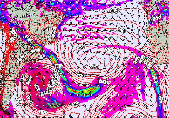 South Atlantic forecast chart for Saturday, May 9th, 2026 at 6:00 PM
