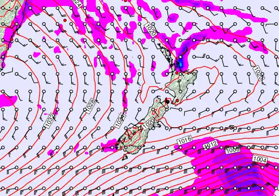 New Zealand forecast chart for Monday, May 11th, 2026 at 12:00 PM