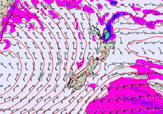 New Zealand forecast chart for Tuesday, May 12th, 2026 at 6:00 AM
