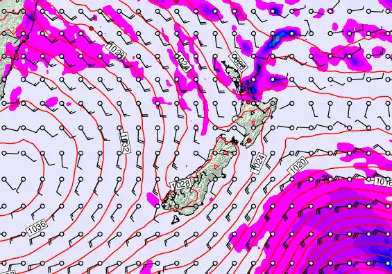 New Zealand forecast chart for Tuesday, May 12th, 2026 at 12:00 PM