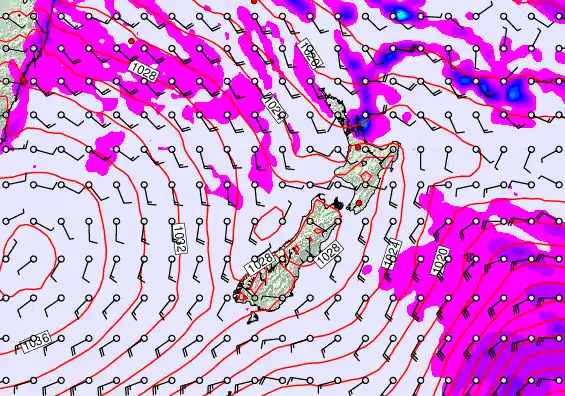 New Zealand forecast chart for Tuesday, May 12th, 2026 at 6:00 PM