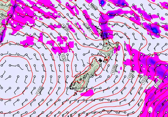 New Zealand forecast chart for Wednesday, May 13th, 2026 at 12:00 AM
