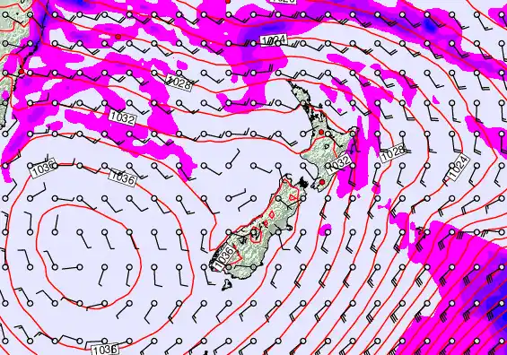 New Zealand forecast chart for Wednesday, May 13th, 2026 at 6:00 PM