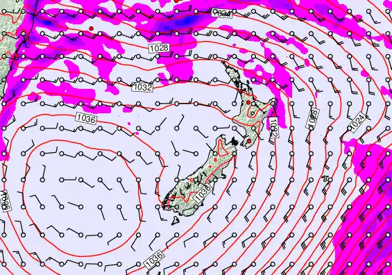 New Zealand forecast chart for Thursday, May 14th, 2026 at 12:00 AM