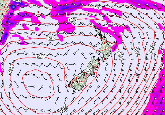 New Zealand forecast chart for Thursday, May 14th, 2026 at 6:00 AM