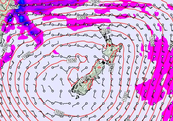 New Zealand forecast chart for Friday, May 15th, 2026 at 6:00 AM