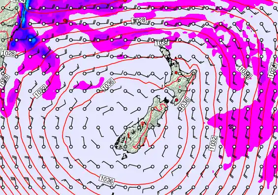 New Zealand forecast chart for Friday, May 15th, 2026 at 12:00 PM