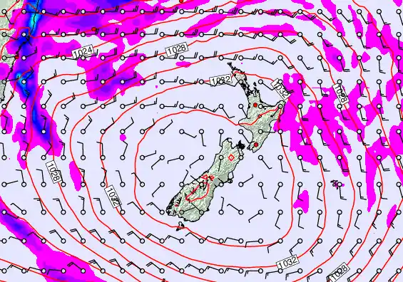 New Zealand forecast chart for Saturday, May 16th, 2026 at 6:00 AM