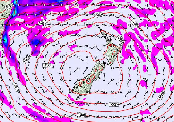 New Zealand forecast chart for Saturday, May 16th, 2026 at 6:00 PM
