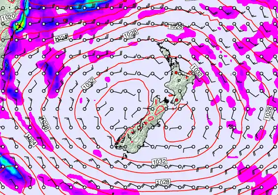 New Zealand forecast chart for Sunday, May 17th, 2026 at 12:00 AM