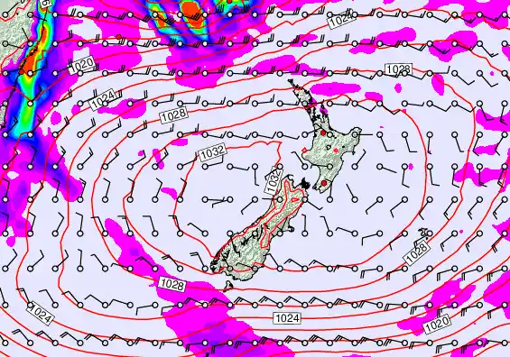 New Zealand forecast chart for Monday, May 18th, 2026 at 12:00 AM