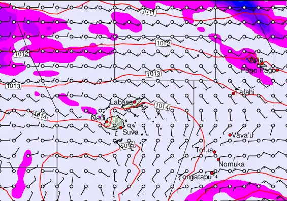 Fiji Islands forecast chart for Saturday, May 9th, 2026 at 12:00 AM