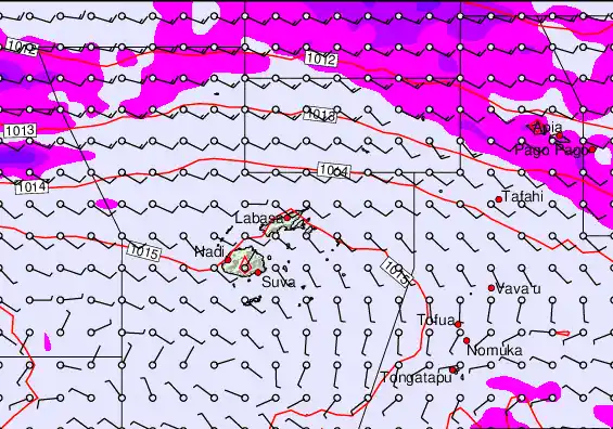 Fiji Islands forecast chart for Saturday, May 9th, 2026 at 12:00 PM