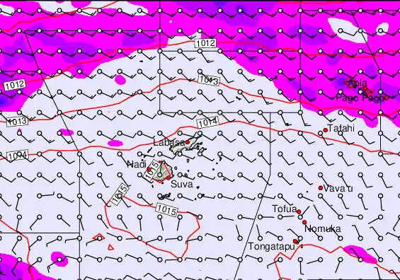 Fiji Islands forecast chart for Saturday, May 9th, 2026 at 6:00 PM