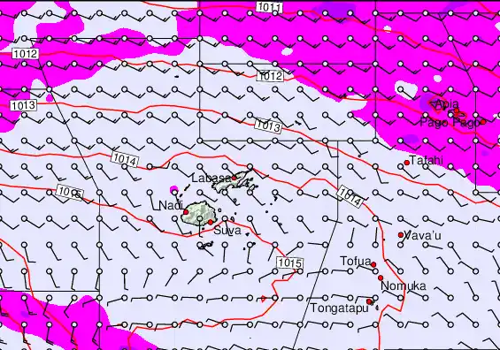Fiji Islands forecast chart for Sunday, May 10th, 2026 at 12:00 AM