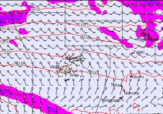 Fiji Islands forecast chart for Sunday, May 10th, 2026 at 6:00 AM