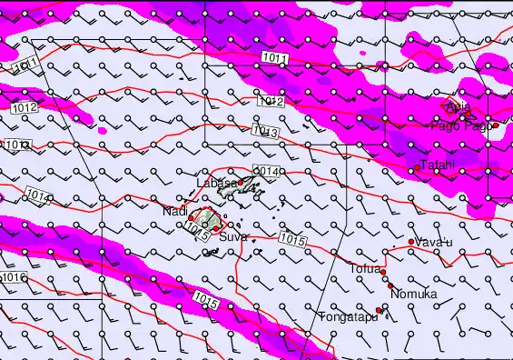 Fiji Islands forecast chart for Sunday, May 10th, 2026 at 6:00 PM