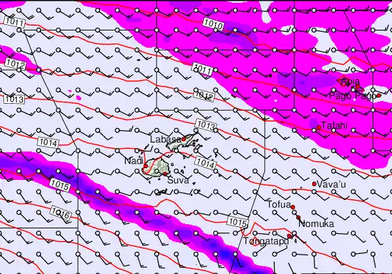 Fiji Islands forecast chart for Monday, May 11th, 2026 at 12:00 AM