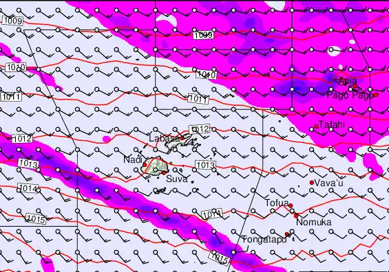 Fiji Islands forecast chart for Monday, May 11th, 2026 at 6:00 AM