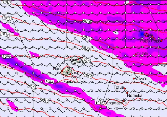 Fiji Islands forecast chart for Monday, May 11th, 2026 at 12:00 PM